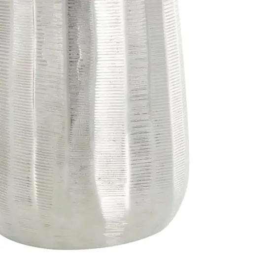 Silver Decorative Aluminum Vase Set with Wavy Accents & Textured Ridges {5}