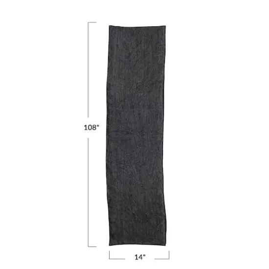 Hello Honey&reg; 108" Stonewashed Linen Table Runner Charcoal {5}