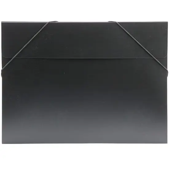 JAM Paper Black 11" x 15" Elastic Closure Plastic Portfolio {1}