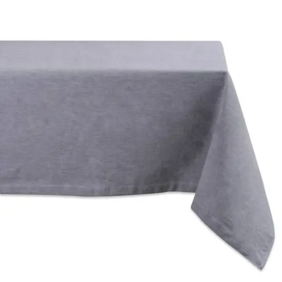 DII&reg; 84" Gray Solid Chambray Tablecloth {1}