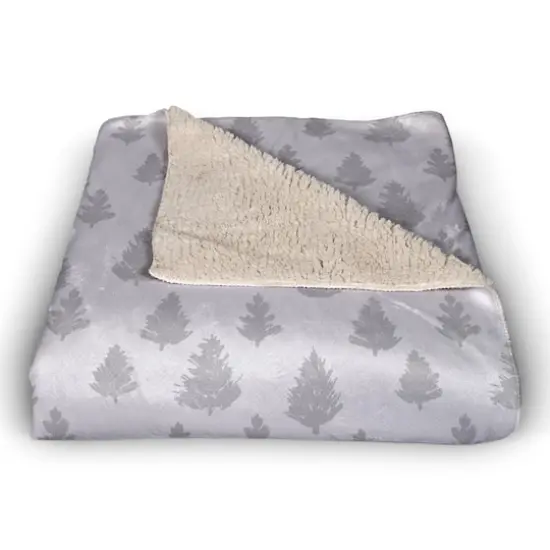 Gray Forest Pattern 50x60 Sherpa Fleece Blanket {4}