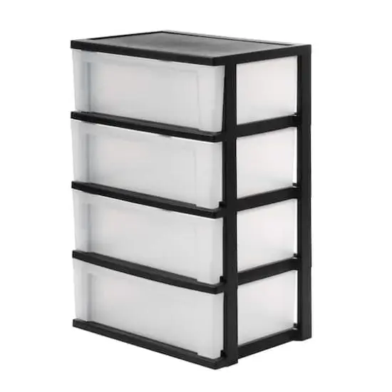 IRIS&reg; 30.5" Black & Clear 4-Drawer Chest {1}