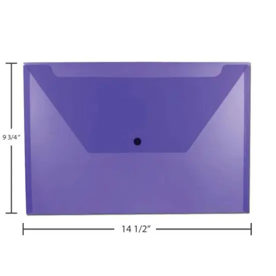 JAM Paper 9.8" x 14.5" Plastic Snap Closure Envelopes, 12ct. Purple {7}