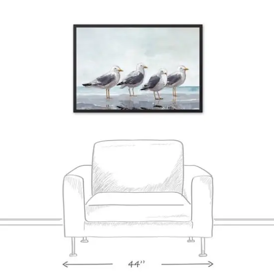 Gloomy Seagulls 24" x 36" Black Framed Canvas {4}