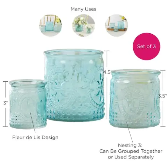 Kate Aspen&reg; Nesting Vintage Blue Glass Tea Light Holder, 3ct. {8}