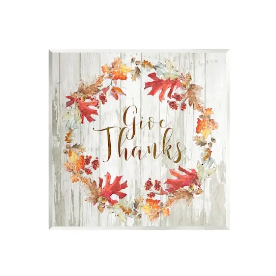 Stupell Industries Give Thanks Autumnal Wreath Wall Plaque Art {1}