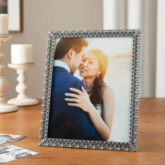 Expressions&trade; 8" x 10" Pewter Ornate Jeweled Frame by Studio D&eacute;cor&reg; {3}