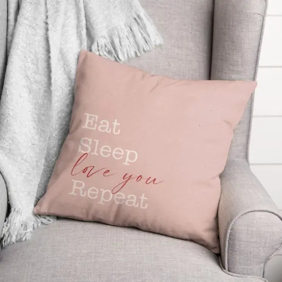 Eat Sleep Love Throw Pillow, 18" x 18" {4}