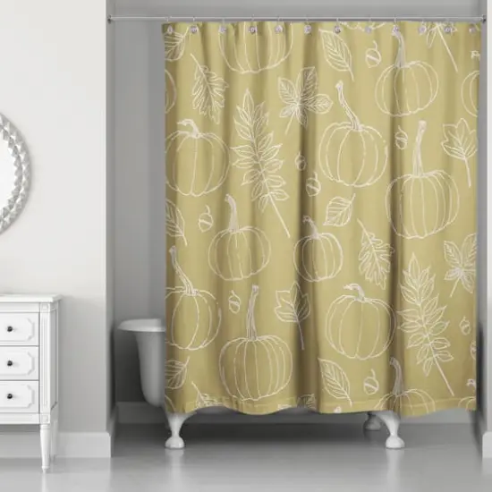 Mustard Yellow Fall Shower Curtain {3}