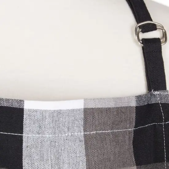 DII&reg; Tri Color Check Chef Apron Black {5}