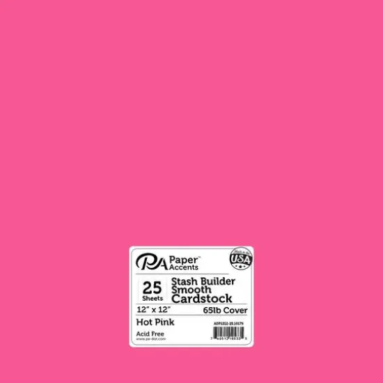 PA Paper&trade; Accents Stash Builder 12" x 12" 65lb. Smooth Cardstock, 25 Sheets Hot Pink {1}