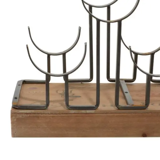 26" Brown Metal Industrial Wine Holder {7}