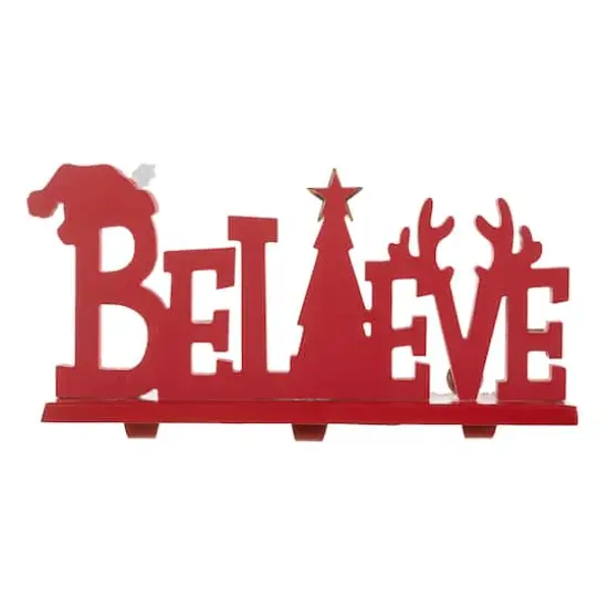 Glitzhome&reg; 14.5'' BELIEVE Metal Christmas Stocking Holder {9}
