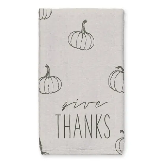 Give Thanks Gray Pumpkin Tea Towel Set {3}