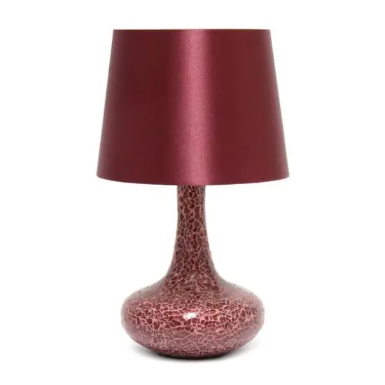 Simple Designs 14" Mosaic Glass Genie Table Lamp with Fabric Shade Red {1}