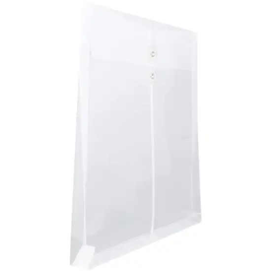 JAM Paper 9.75" x 13" Clear Plastic Button String Open End Envelopes, 6ct. {3}
