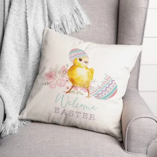 Welcome Easter Chick Throw Pillow {3}