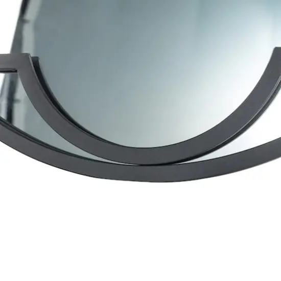 Glitzhome&reg; 23" Black Metal Glass Round Wall Mirror {7}