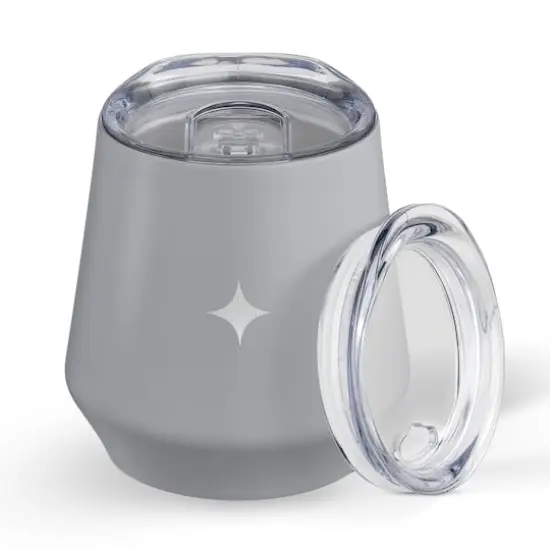 JoyJolt&reg; 12oz. Vacuum Insulated Stemless Wine Tumbler with Lid Gray {1}