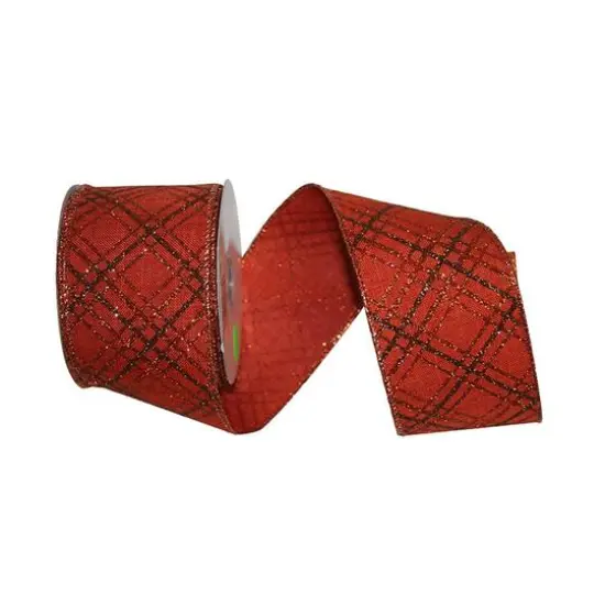 Reliant 2.5" x 10yd. Faux Linen Wired Orange Crisscross Ribbon {1}