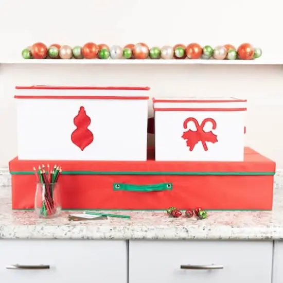 Household Essentials Gift Wrap Storage Box Red and Green {4}