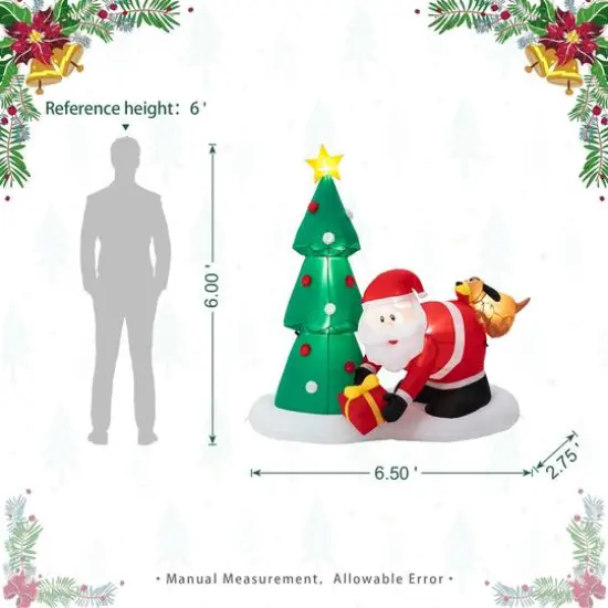 Glitzhome&reg; 6.5ft. Lighted Dog Bites Santa Inflatable D&eacute;cor {9}