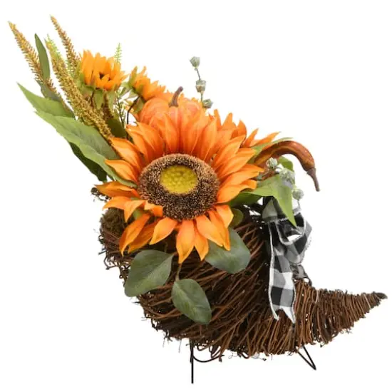 20" Harvest Sunflower Cornucopia Centerpiece {8}