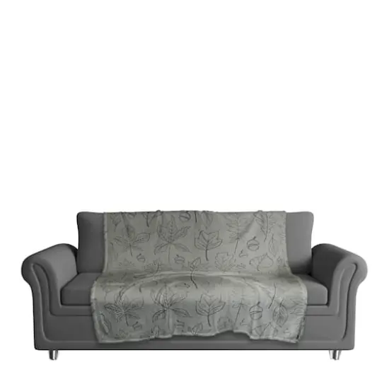 Green Fall Leaf Patterned Coral Fleece Blanket {4}