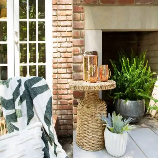 Hello Honey&reg; 18" Natural Water Hyacinth Woven Side Table {6}