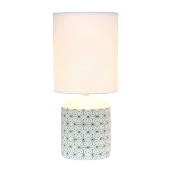 Simple Designs 18.5" Fresh Prints Table Lamp Gold and White Geometric Lines {3}