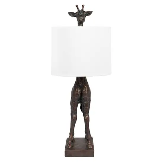 Hello Honey&reg; 28" Bronze Giraffe Table Lamp with Linen Shade {12}