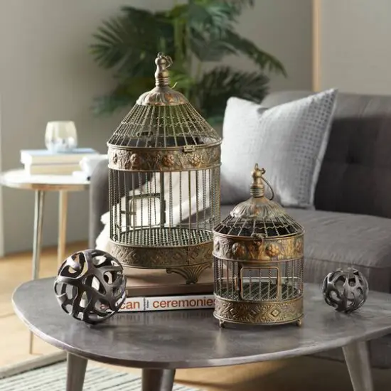 Vintage Bronze Metallic Tapered Bird Cage Set {8}