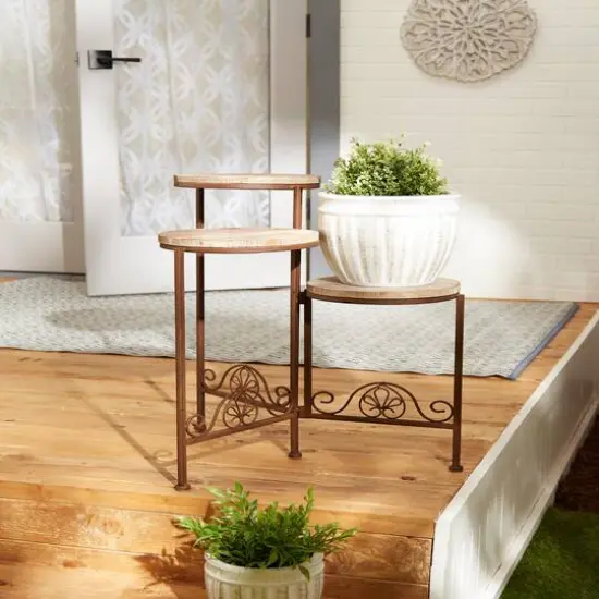 23" Rustic Triple Planter Stand {10}