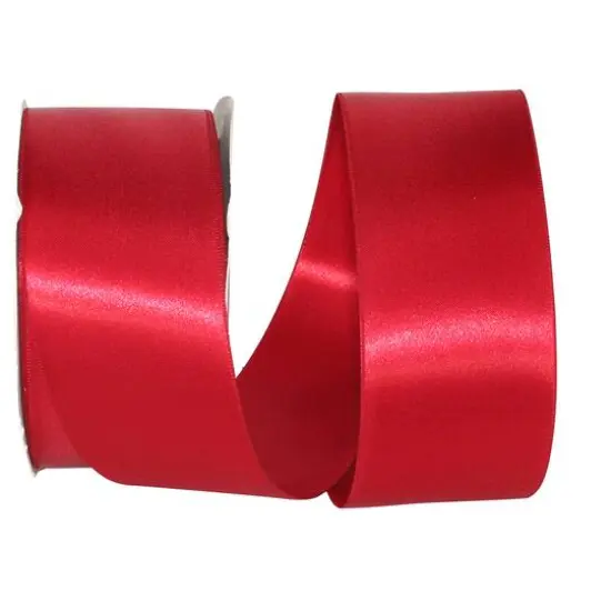 JAM Paper 2.25" x 50yd. Double Face Satin Allure Ribbon Scarlet {1}