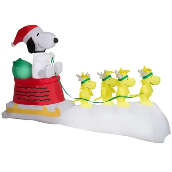 5ft. Airblown&reg; Inflatable Snoopy in Dog Bowl Sleigh with Woodstocks {1}