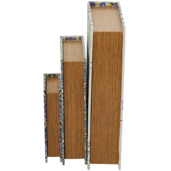 Blue Floral Canvas Faux Book Box Set {5}