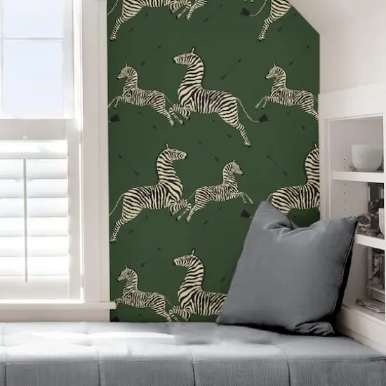 Scalamandre Serengeti Green Zebra Safari Peel & Stick Wallpaper  {7}