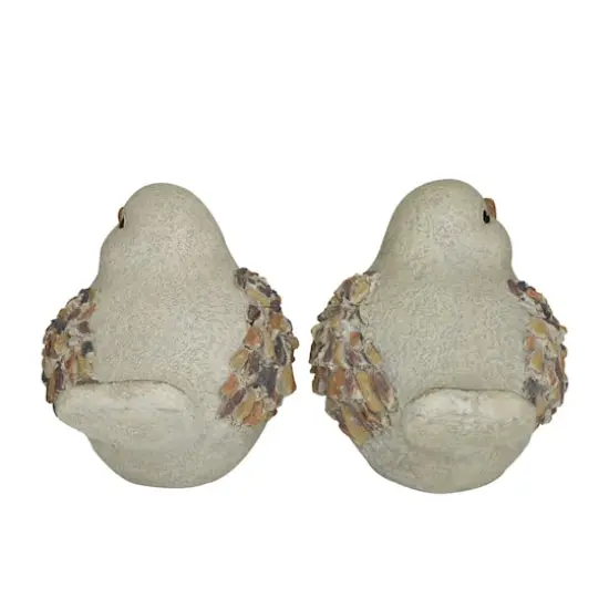12" Gray Stone Farmhouse Bird Garden Sculpture Set {6}