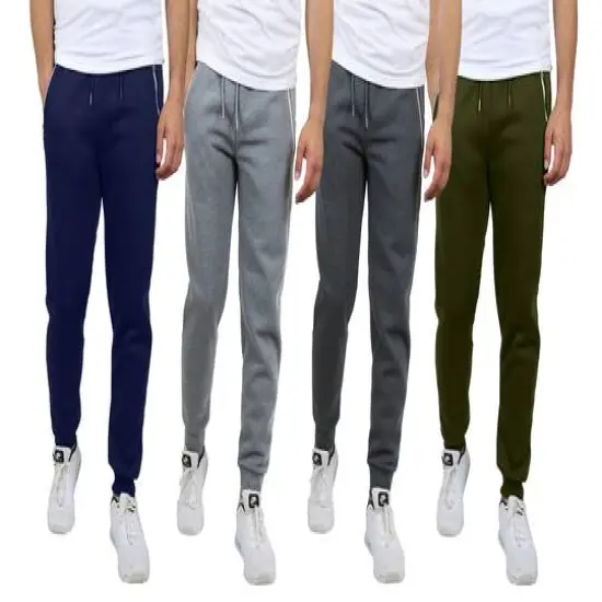Galaxy by Harvic Fleece-Lined Men's Jogger Sweatpants with Zipper Pockets 4 Pack Navy/Heather Grey/Charcoal/Olive {1}