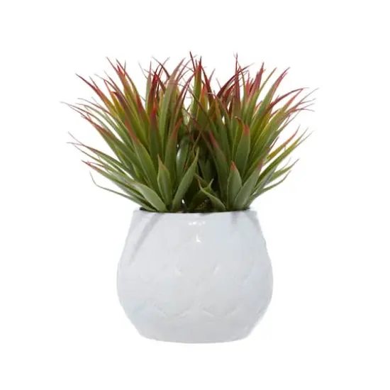 White Ceramic Contemporary Artificial Foliage, 9" x 9" x 9" {3}