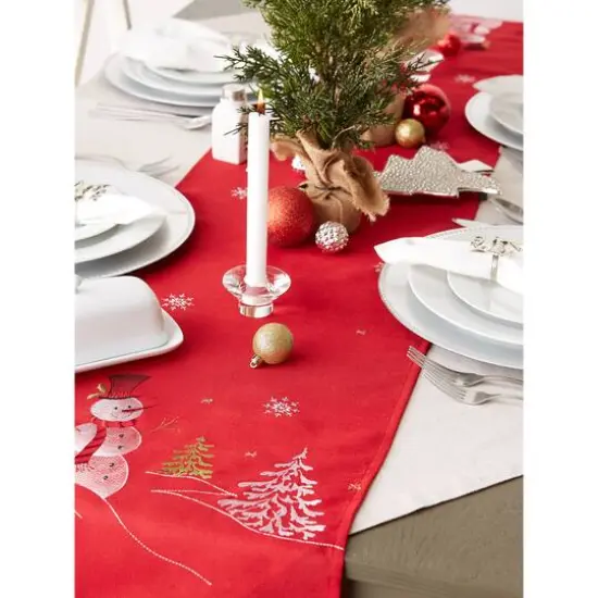 DII&reg; 108" Snowman Embroidered Table Runner {11}