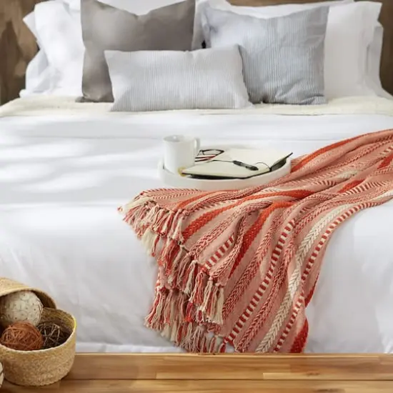 DII&reg; Vintage Red Braided Stripe Throw {5}