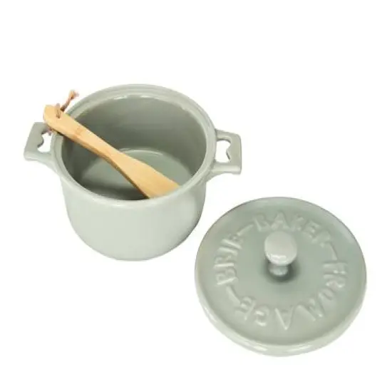 Hello Honey&reg; Farmhouse Round Lidded Stoneware Brie Bakers with Wood Spreaders Set {6}