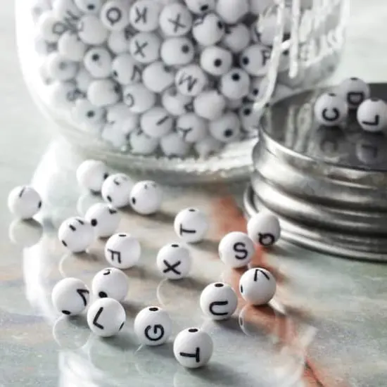 Alphabet Acrylic Round Craft Beads by Bead Landing&trade;, 7.5mm {3}