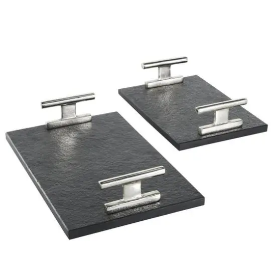 Black Marble Textured Decorative Tray Set {7}