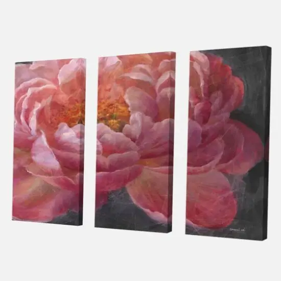 Designart - Vivid Pink Peonies I - Shabby Chic Gallery-wrapped Canvas {1}