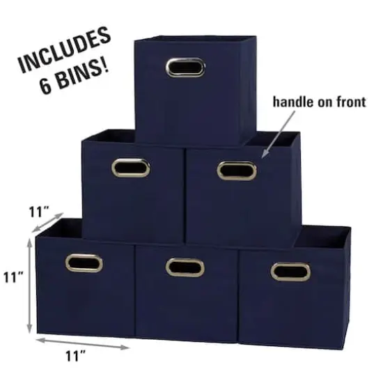 6 Pack Household Essentials 11" Fabric Storage Bins Navy {3}