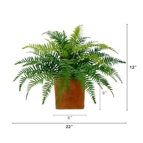 22" Artificial Fern Plant in Decorative Planter {3}