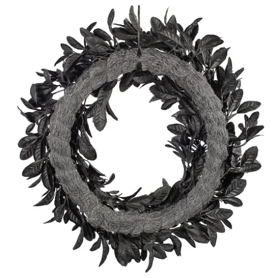 26" Black Leaves with Spiders Wreath by Ashland&reg; {5}