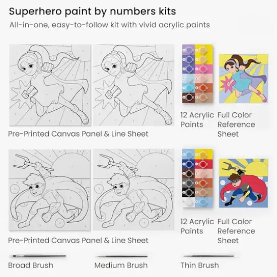 Arteza&reg; Kids Superheroes Paint by Numbers Kit, 35 pcs {3}